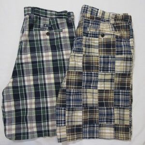 2 Pair Madras Plaid Men's Cotton Shorts Size 38